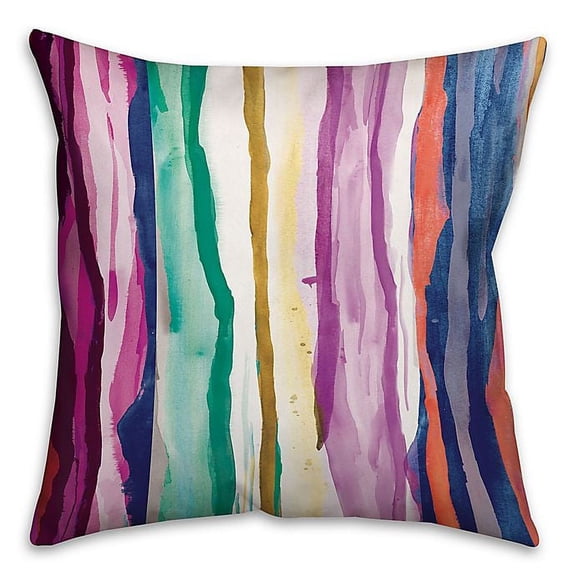 Creative Products Rainbow Watercolor Drippy Lines Spun Polyester Throw Pillow - 16x16
