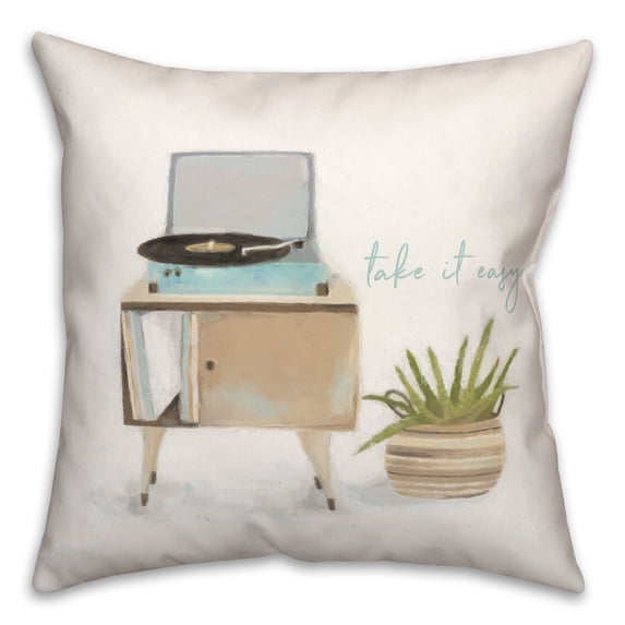 Creative Products Record Player Take it Easy 18x18 Spun Poly Pillow