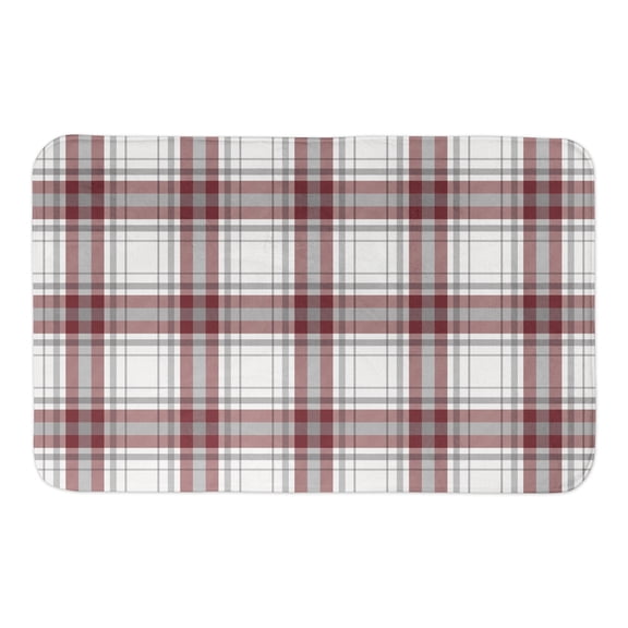 Creative Products Red And Gray Plaid 34x21 Bath Mat
