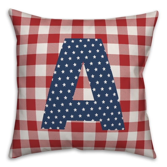 Creative Products Red Buffalo Check Monogram - A 18x18 Indoor / Outdoor Pillow