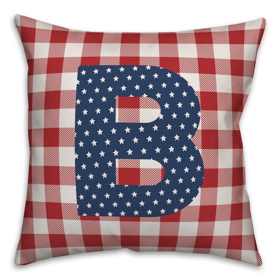 Creative Products Red Buffalo Check Monogram - B 18x18 Indoor / Outdoor Pillow