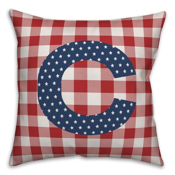 Creative Products Red Buffalo Check Monogram - C 18x18 Indoor / Outdoor Pillow