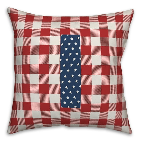 Creative Products Red Buffalo Check Monogram - I 18x18 Indoor / Outdoor Pillow