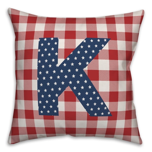 Creative Products Red Buffalo Check Monogram - K 18x18 Indoor / Outdoor Pillow