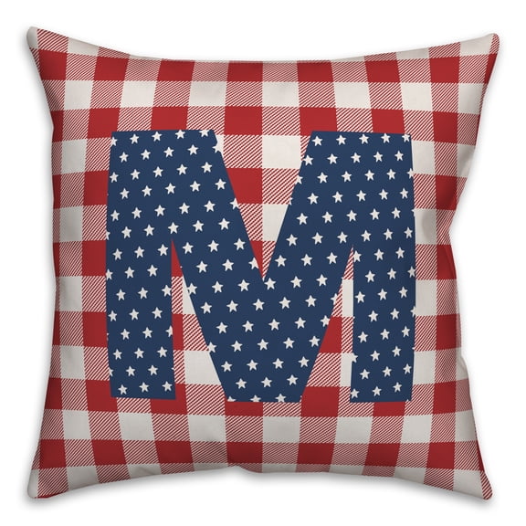 Creative Products Red Buffalo Check Monogram - M 18x18 Indoor / Outdoor Pillow
