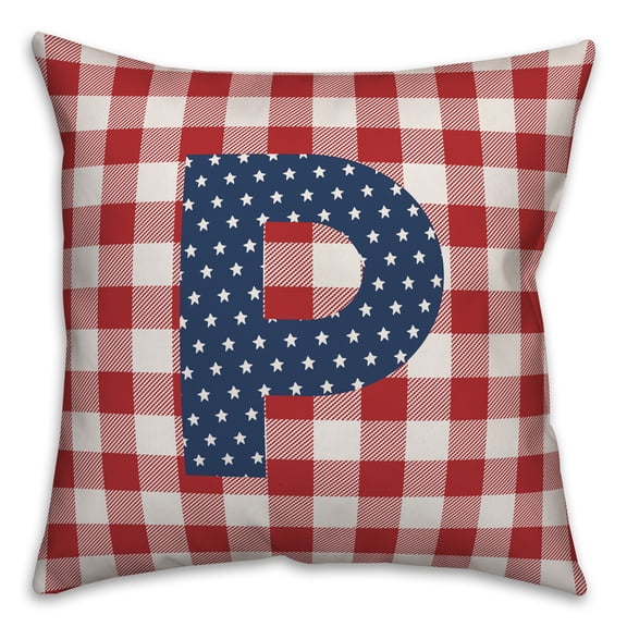 Creative Products Red Buffalo Check Monogram - P 18x18 Indoor / Outdoor Pillow