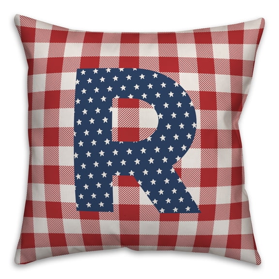 Creative Products Red Buffalo Check Monogram - R 18x18 Indoor / Outdoor Pillow