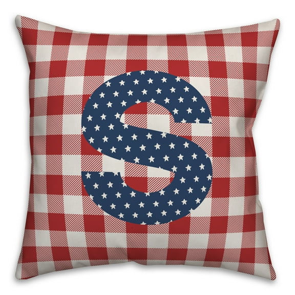Creative Products Red Buffalo Check Monogram - S 18x18 Indoor / Outdoor Pillow