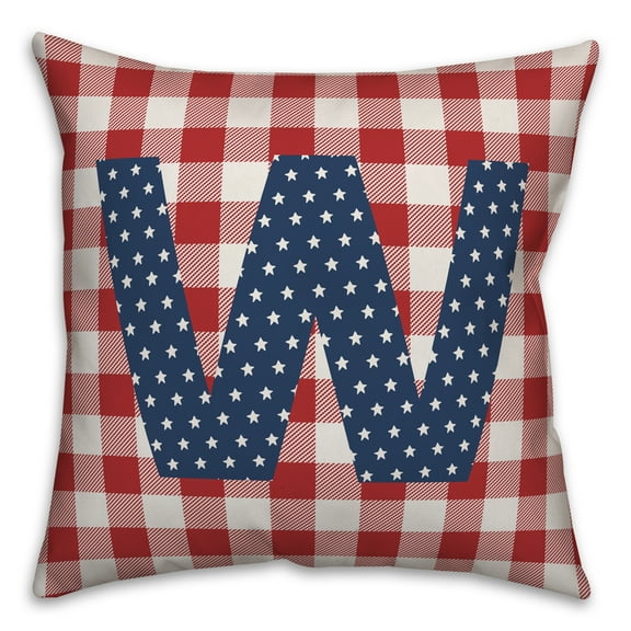 Creative Products Red Buffalo Check Monogram - W 18x18 Indoor / Outdoor Pillow