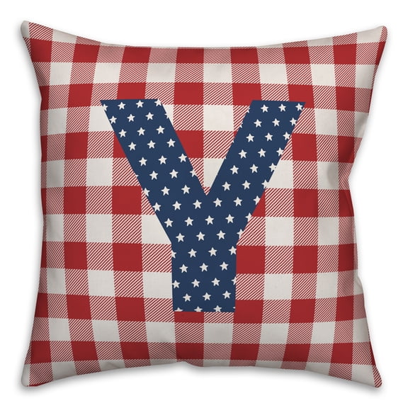 Creative Products Red Buffalo Check Monogram - Y 18x18 Indoor / Outdoor Pillow