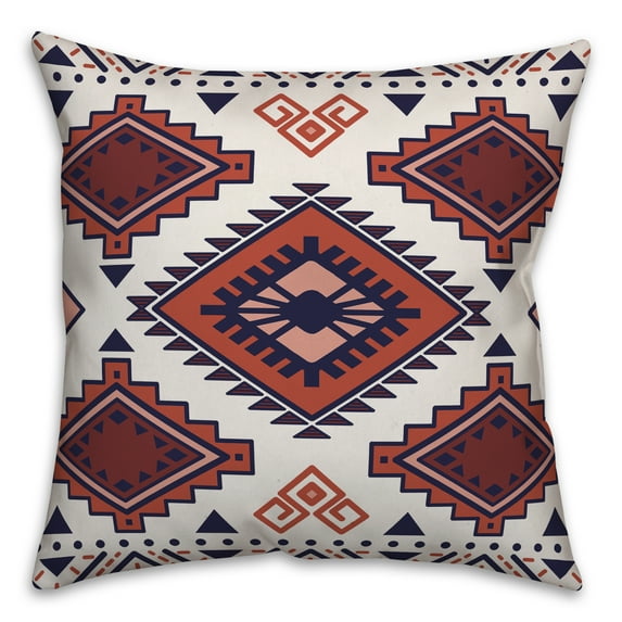 Creative Products Red Clay and Navy Tribal Pattern 18x18 Spun Poly Pillow