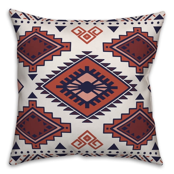 Creative Products Red Clay and Navy Tribal Pattern 18x18 Spun Poly Pillow