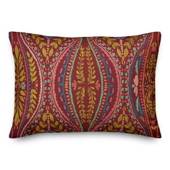 Creative Products Red Colored Folk Pattern 14x20 Indoor / Outdoor Pillow