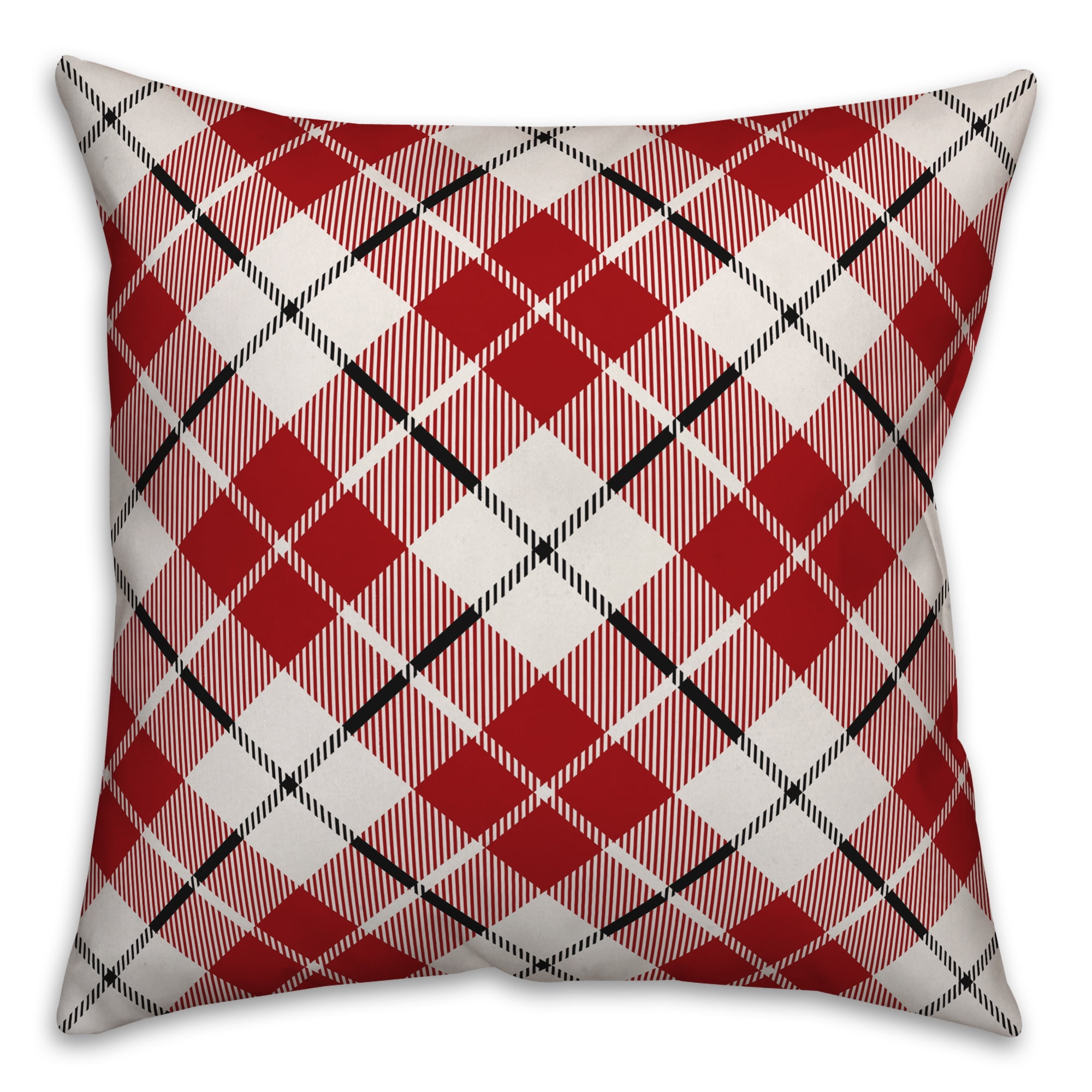 Creative Products Red Farmhouse Plaid 18x18 Spun Poly Pillow