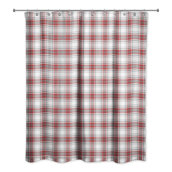 Creative Products Red Gray Plaid 71x74 Shower Curtain