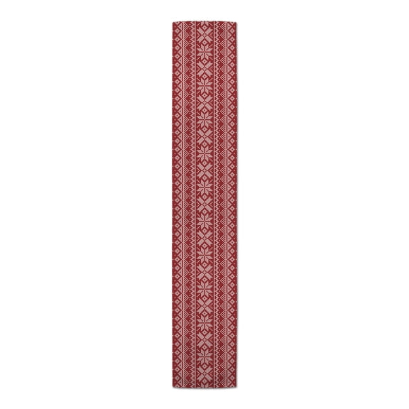 Creative Products Red Knitted Snowflake Pattern 16x72 Cotton Twill Table Runner