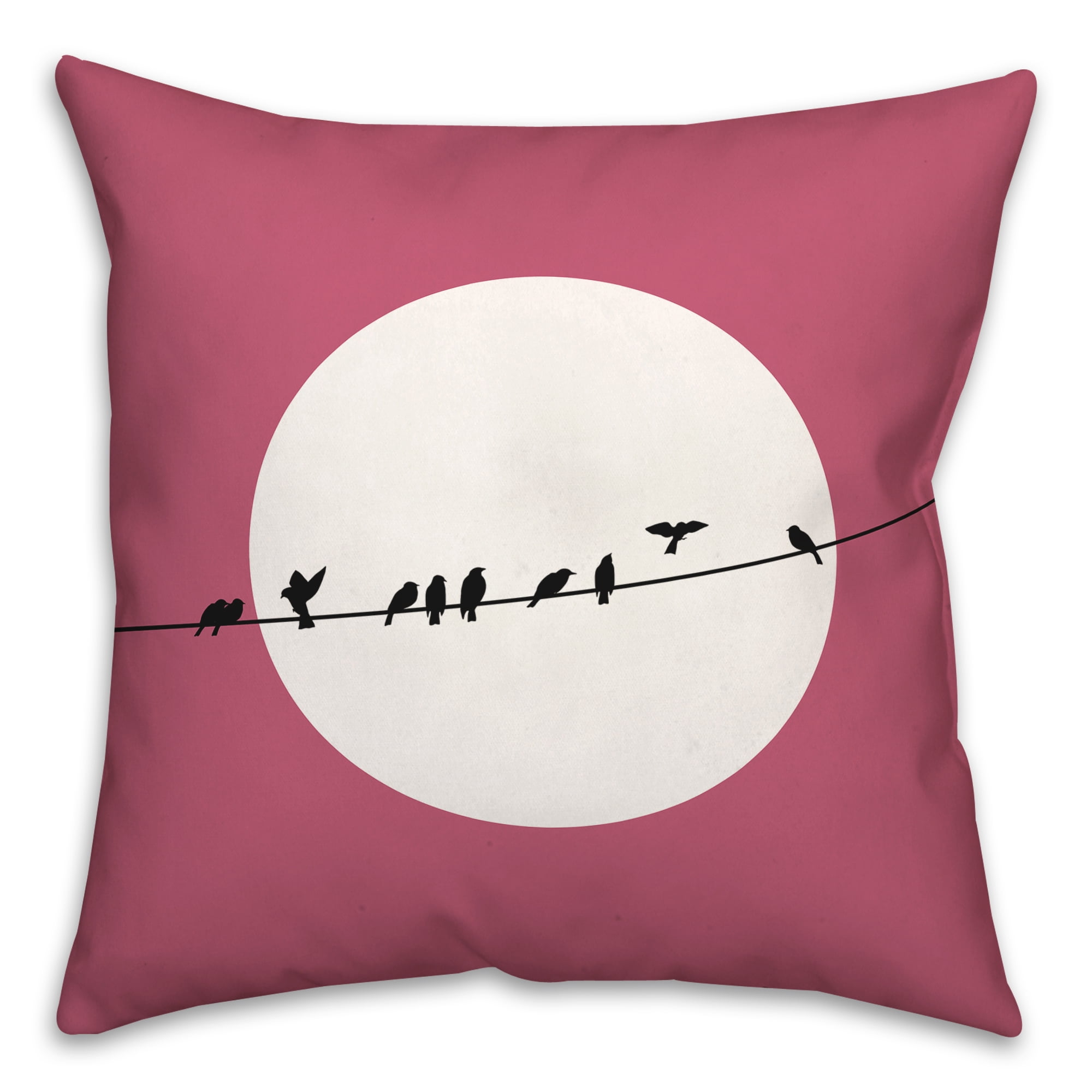 Red and White Polyester Bird Print 16x16 Indoor/Outdoor Pillow