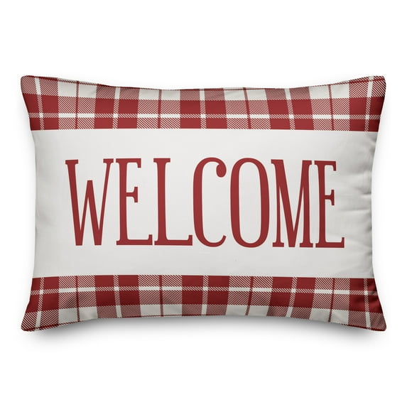Creative Products Red Plaid Welcome 14x20 Indoor / Outdoor Pillow