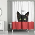 thumbnail image 1 of Creative Products Red Striped Curious Cat  71x74 Shower Curtain, 1 of 2