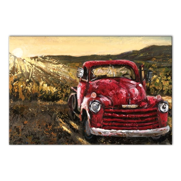 Creative Products Red Truck And Sunrise 30x20 Canvas Wall Art