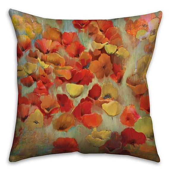 Creative Products Red Yellow Blue Floral Spun Polyester Throw Pillow - 16x16