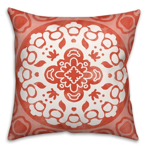Creative Products Red and White Circle Mandala 20x20 Indoor / Outdoor Pillow