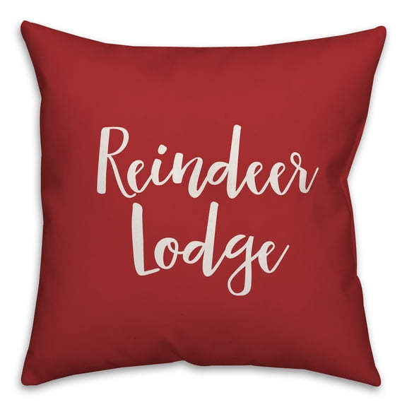 Creative Products Reindeer Lodge in Red 18x18 Spun Poly Pillow