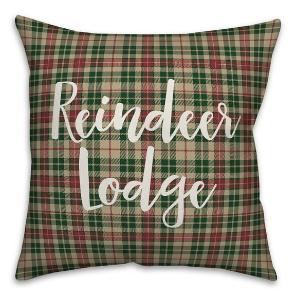 Creative Products Reindeer Lodge in Tartan Plaid 18x18 Spun Poly Pillow
