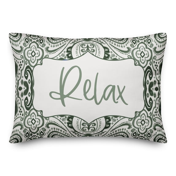 Creative Products Relax Green and White Paisley Pattern 14x20 Indoor / Outdoor Pillow