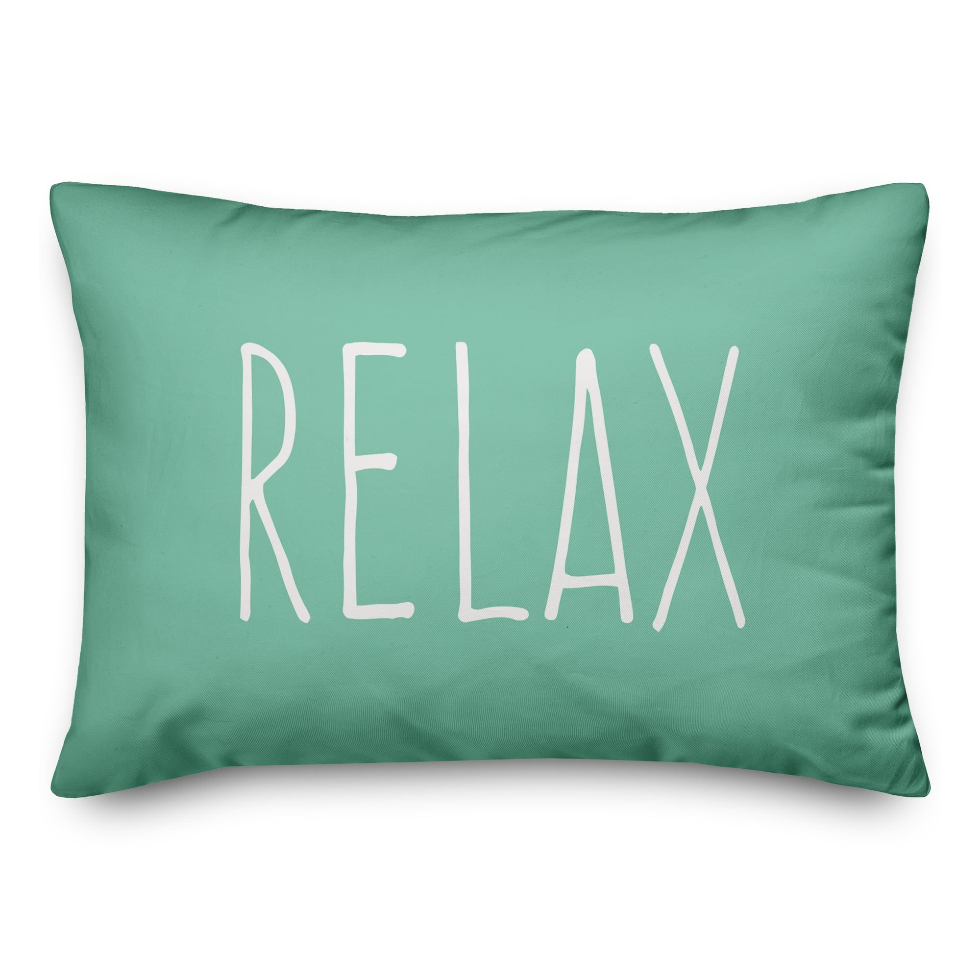 Mint Green Relax Typography Indoor/Outdoor Pillow