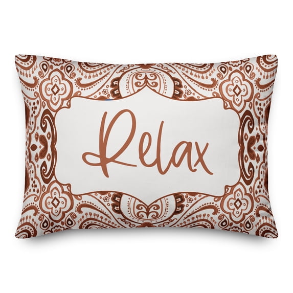 Creative Products Relax Orange and White Paisley Pattern 14x20 Indoor / Outdoor Pillow