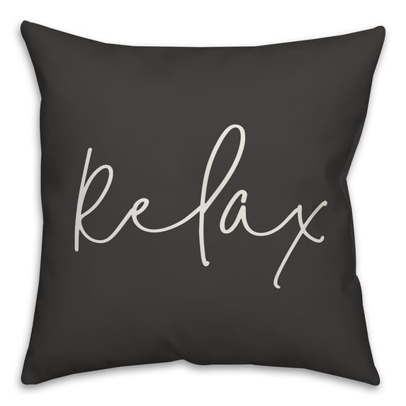 Creative Products Relax Script Black and White 16x16 Indoor / Outdoor Pillow
