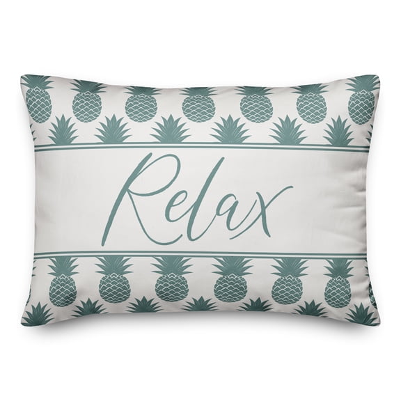 Creative Products Relax Teal Pineapples Print 14x20 Indoor / Outdoor Pillow