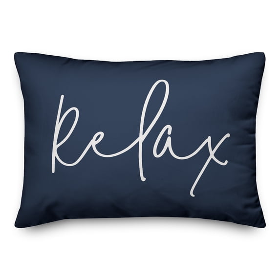 Creative Products Relax Thin Script Navy 14x20 Indoor / Outdoor Pillow
