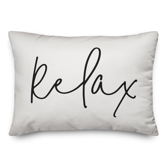 Creative Products Relax Thin Script White and Black 14x20 Indoor / Outdoor Pillow