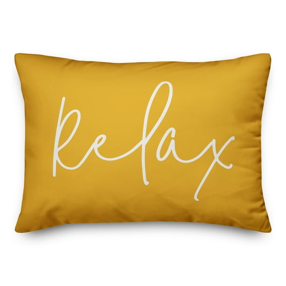 Creative Products Relax Thin Script Yellow 14x20 Indoor / Outdoor Pillow