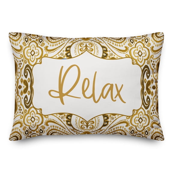 Creative Products Relax Yellow and White Paisley Pattern 14x20 Indoor / Outdoor Pillow