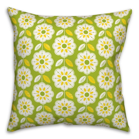 Creative Products Retro Flowers Lemon Lime 18x18 Spun Poly Pillow