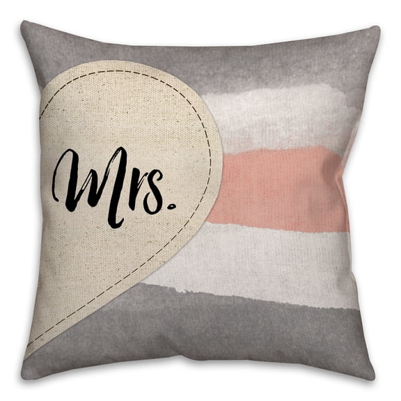 Creative Products Reversed Sides Mr And Mrs Spun Polyester Throw Pillow - 18x18