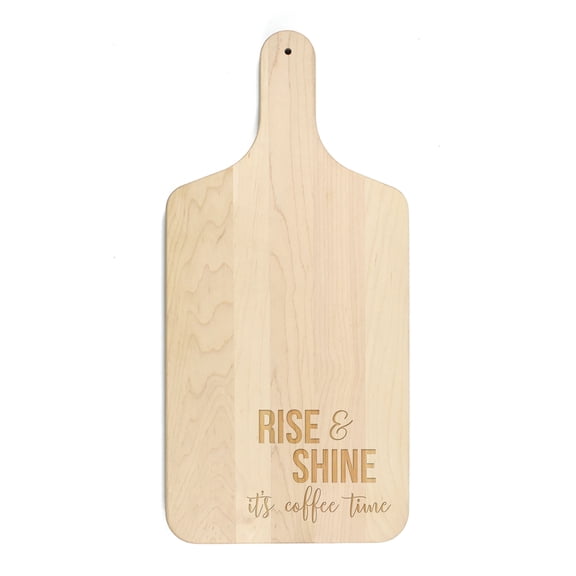 Creative Products Rise and Shine it's Coffee Time 8 x 17 Maple Paddle Cutting Board
