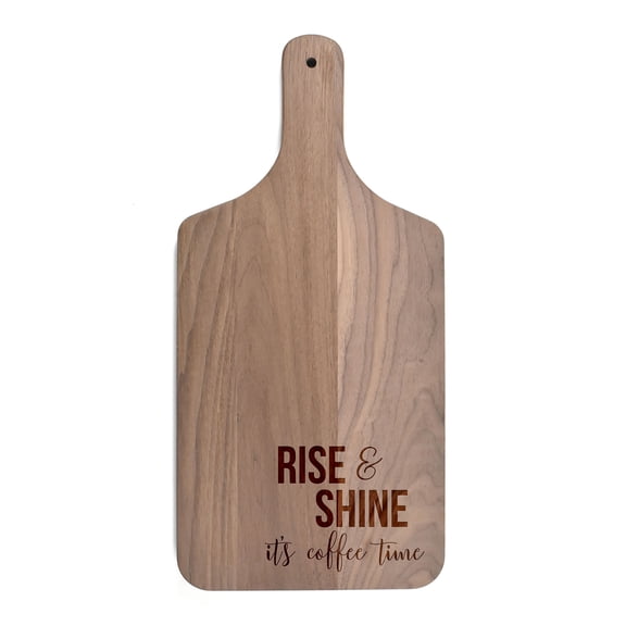 Creative Products Rise and Shine it's Coffee Time 8 x 17 Walnut Paddle Cutting Board