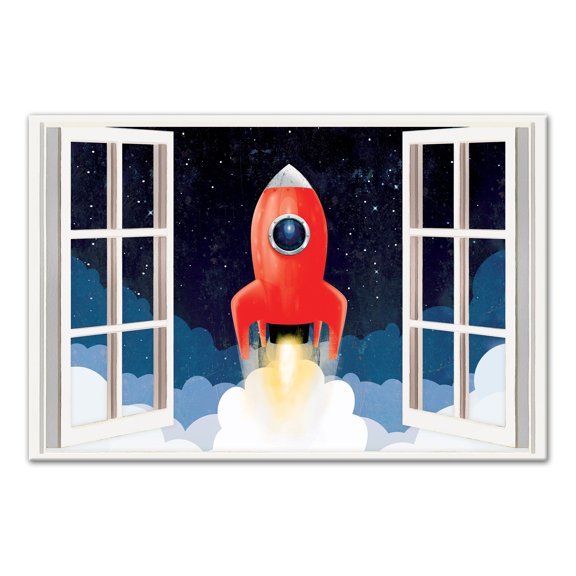 Creative Products Rocket Ship Window 24x36 Canvas Wall Art