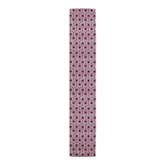 Creative Products RoughHexagon Pattern Burgundy 16x90 Poly Twill Table Runner