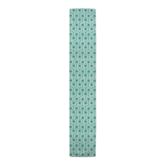 Creative Products RoughHexagon Pattern Teal 16x72 Poly Twill Table Runner