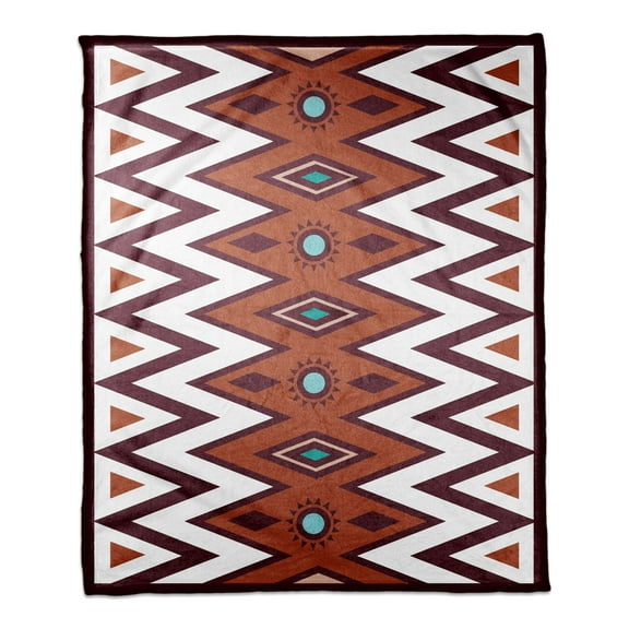 Creative Products Rust Southwest Tribal Pattern 50x60 Coral Fleece Blanket