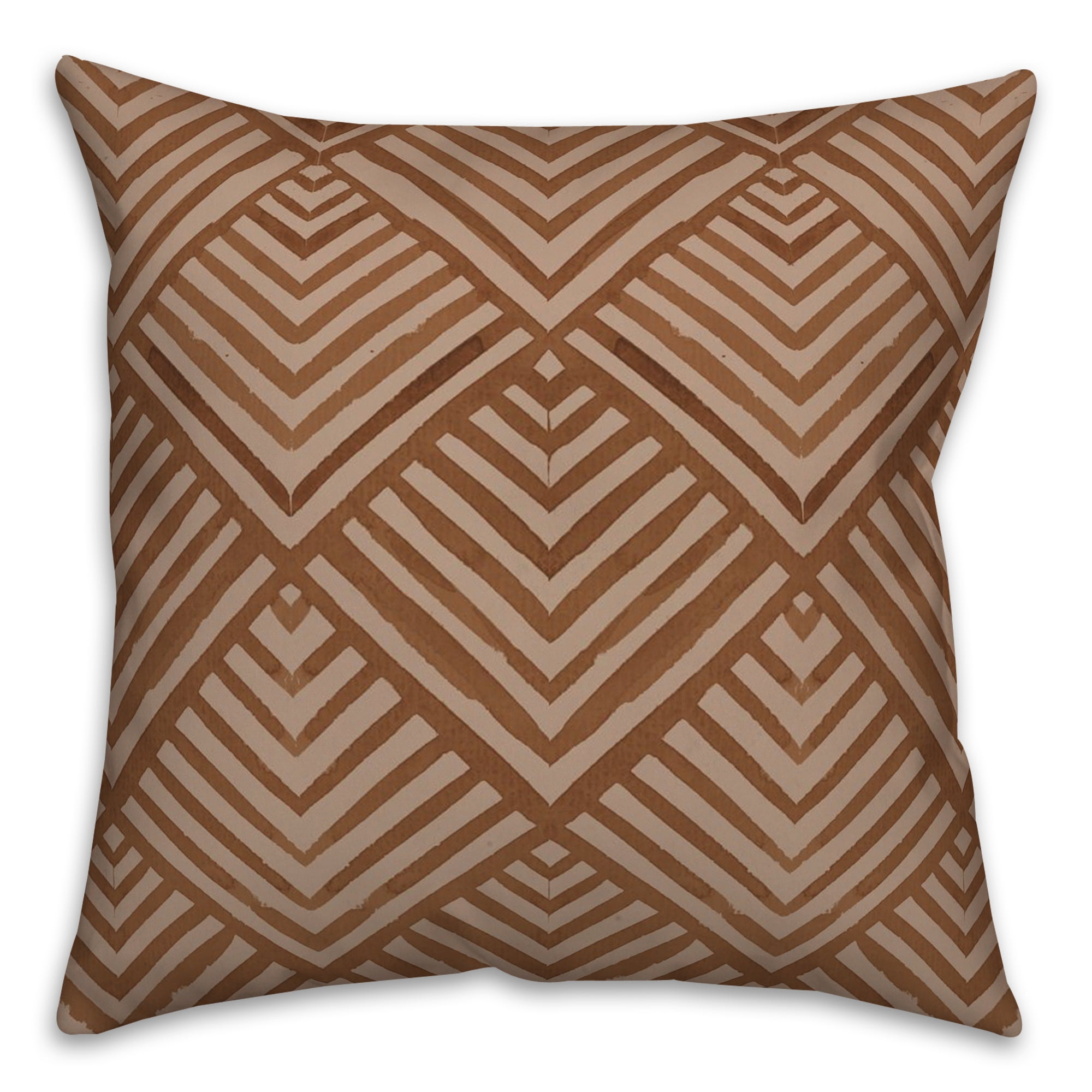 Dark Brown Geometric Reversible Polyester Throw Pillow