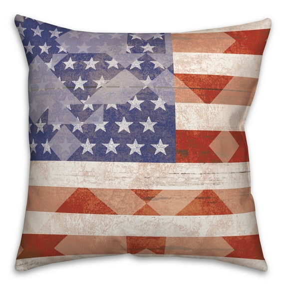 Creative Products Rustic American Flag Distressed Pattern 18x18 Spun Poly Pillow