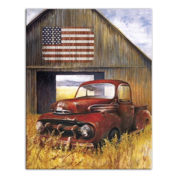 Creative Products Rusty America Truck Barn 11x14 Canvas Wall Art