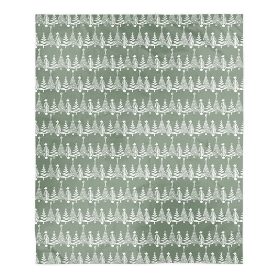 Creative Products Sage Christmas Tree Pattern 50 x 60 Faux Shearling Fleece Blanket