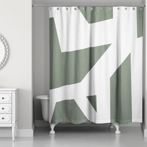 Creative Products Sage Geo Blocks 71 x 74 Shower Curtain